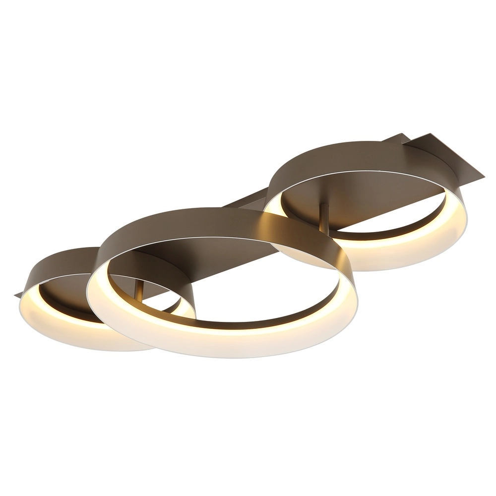 Elegante Deckenlampe Syrakus Kaffeebraun 3 Ringe