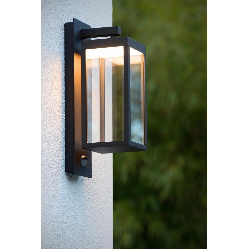 Entwurfswandlampe Clairette Anthrazit mit Bewegungsmelder Lucide 5411212281104