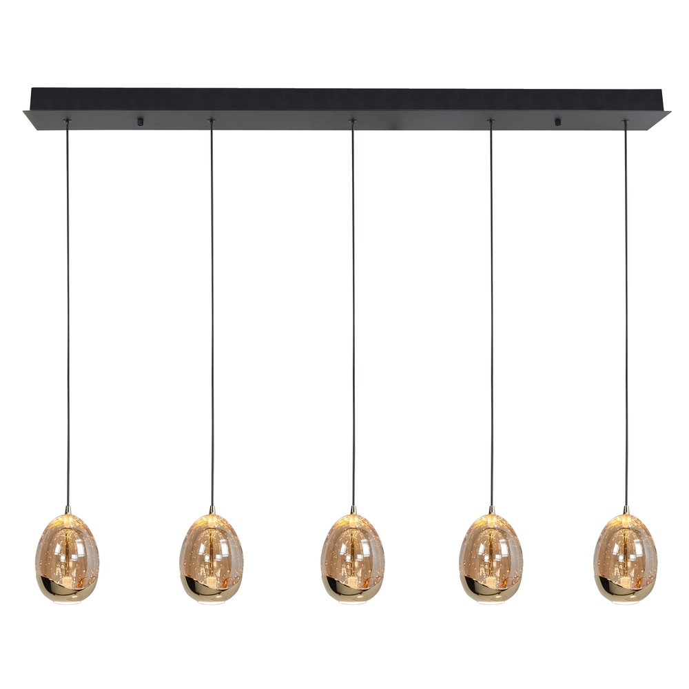 Pendelleuchte Golden Egg schwarz 5-flammig gerade