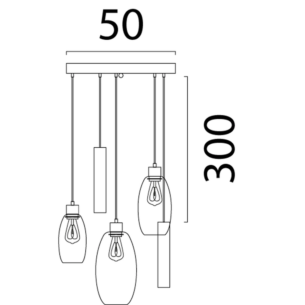 Vide Pendellampe Olive 3x Glas – 2x Lauf – Sand – Ø50 cm Masterlight 8718121394244