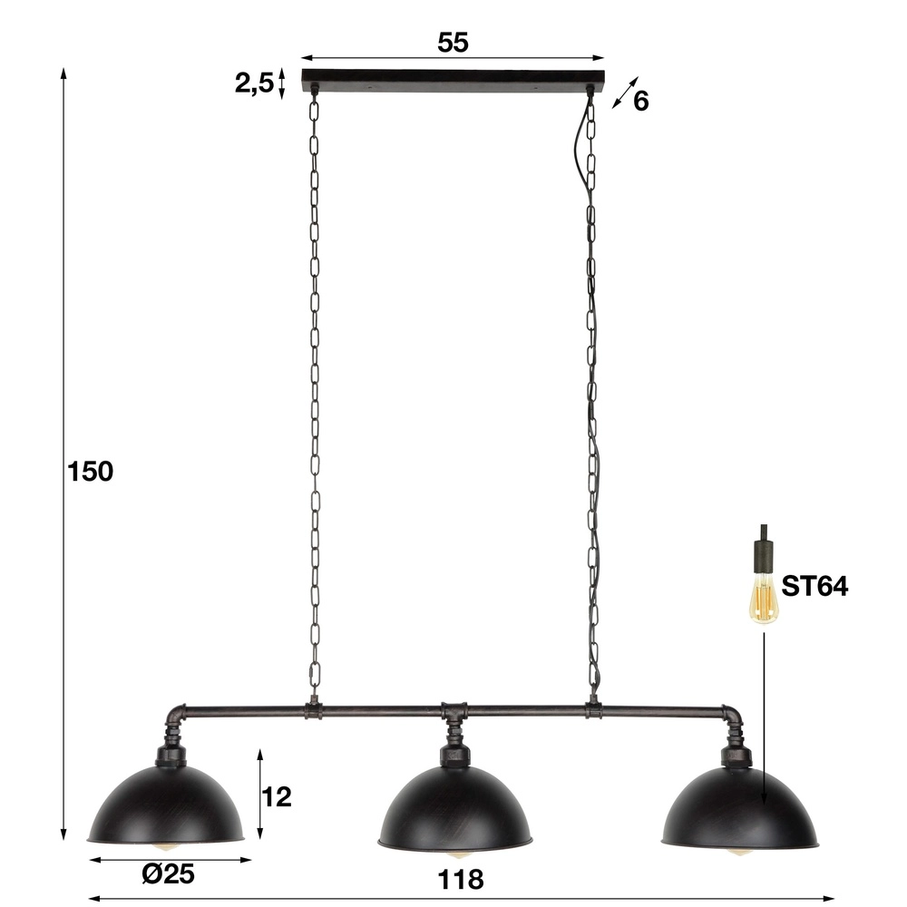 Industrie-Pendellampe Industrial 3-Licht Lyora 8716803511309
