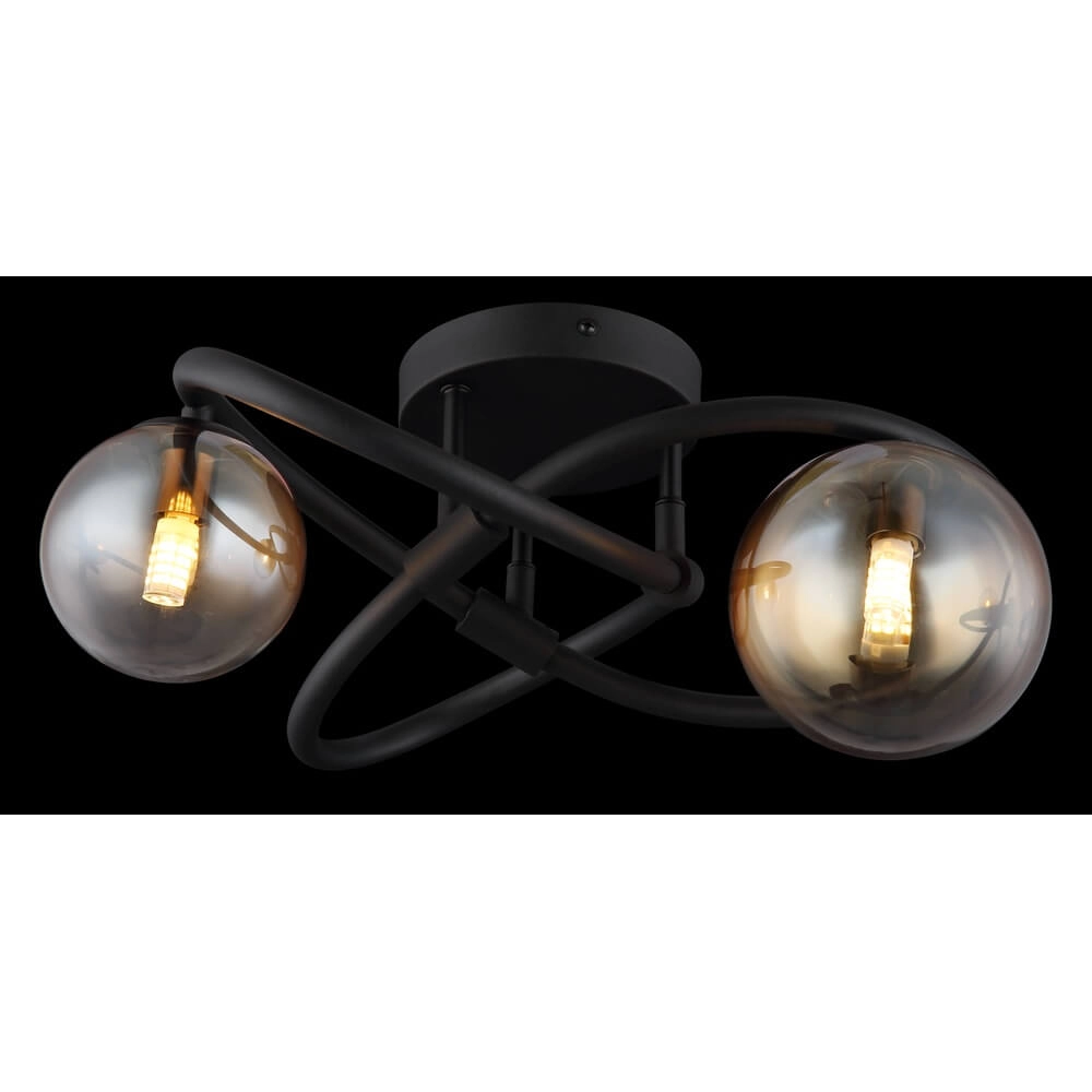 Schwarze Deckenleuchte Tuberius Bauform 2-flammig Globo 9007371458431