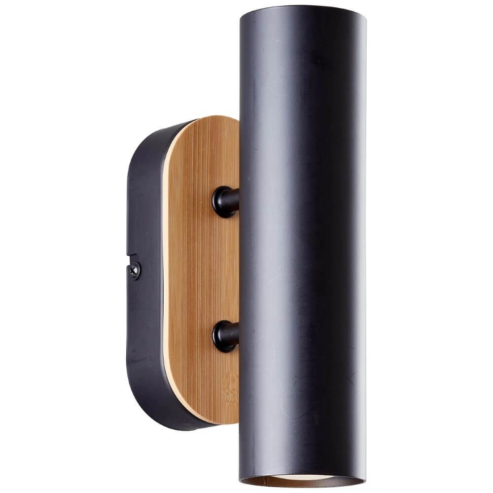 Wandlampe Niels schwarz mit Holz