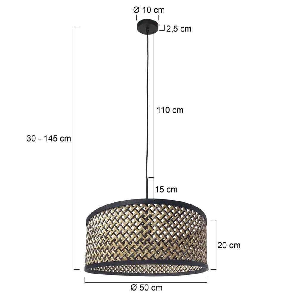 Pendelleuchte Sparkled Light schwarz mit Bambusschirm Ø 50cm Steinhauer 8712746172522