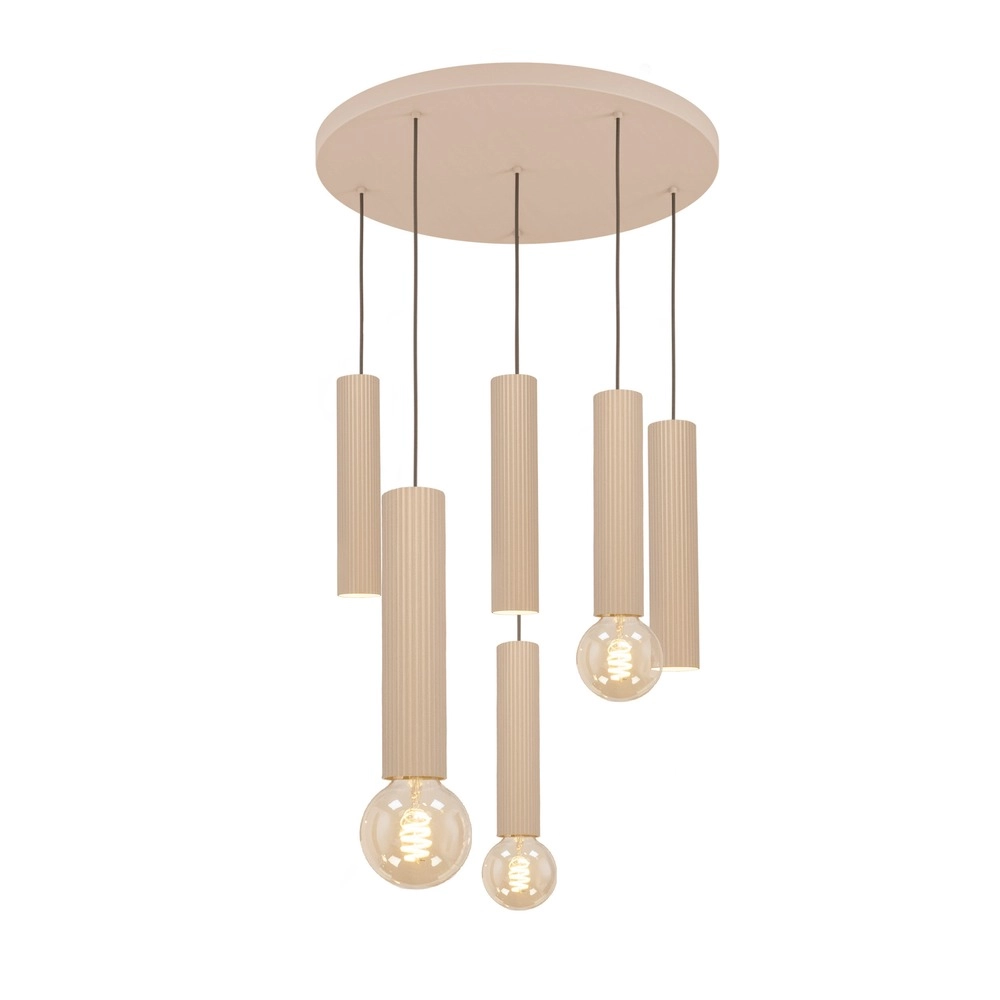 Design-Pendellampe Fariolo sandbraun 6-hell Ø 48 cm