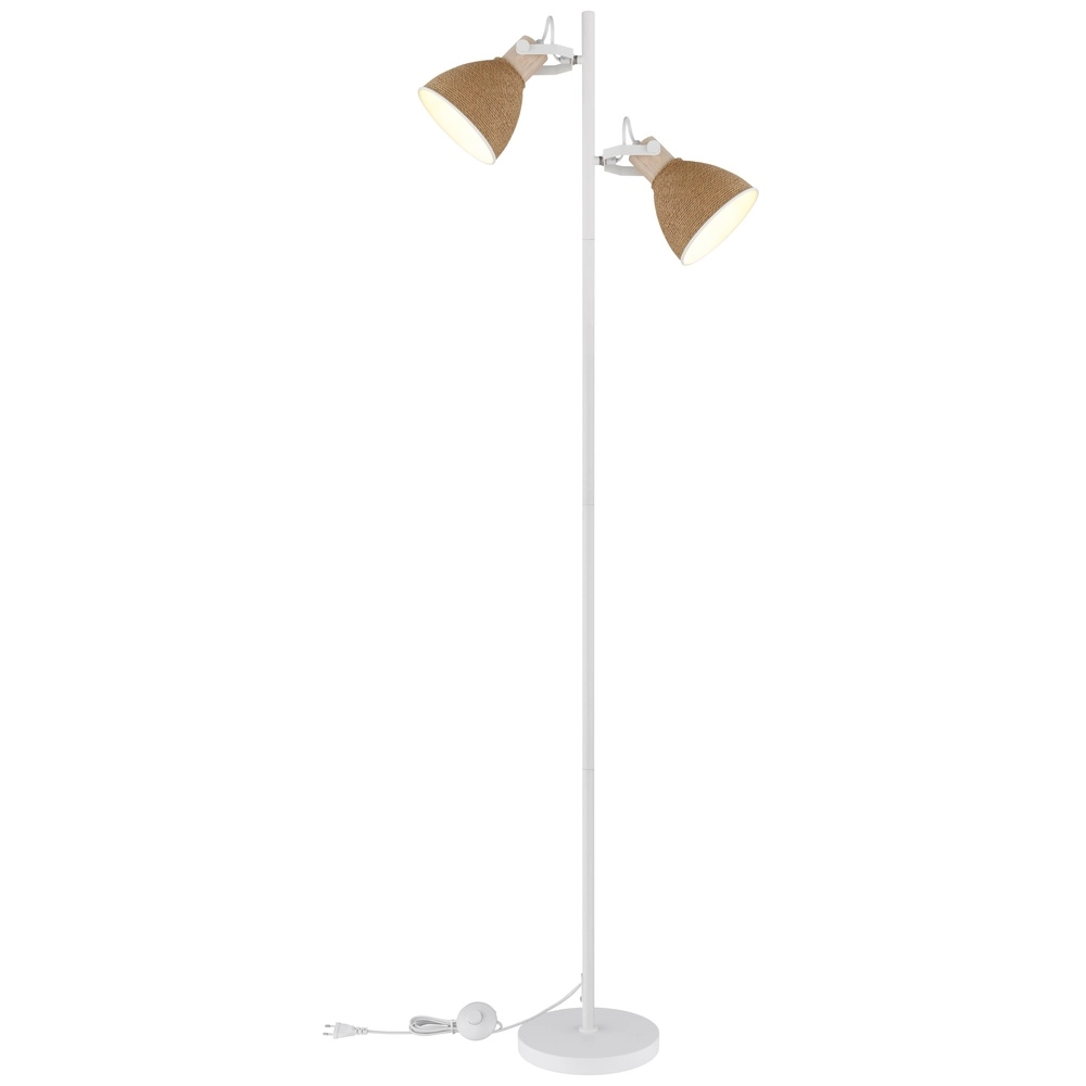 Stehlampe Lyndon Weiß mit Rattan Globo 9007371580903