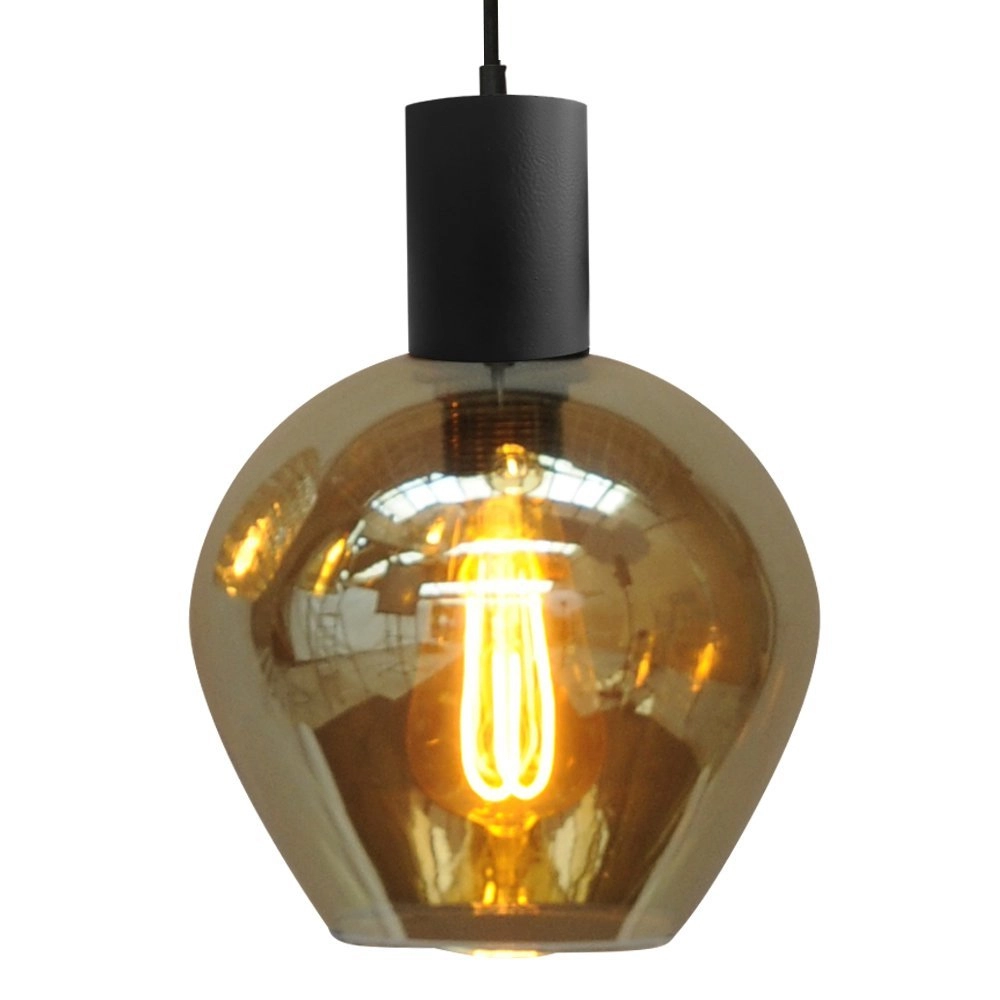 Schwarze Esszimmer-Hängelampe Bounty 3-flammiges rundes Glas Masterlight 8718121247731