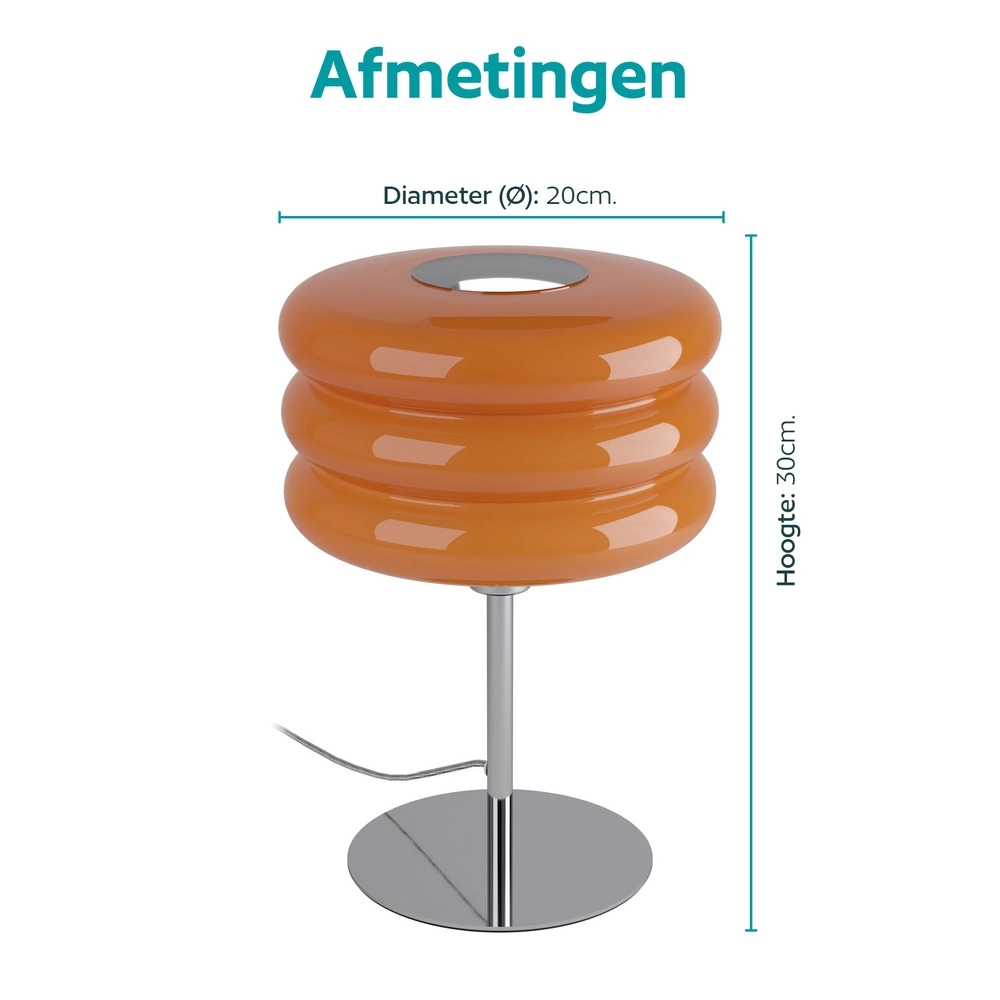 Design-Tischlampe Tortora Chrom mit oranger Ø 20 cm