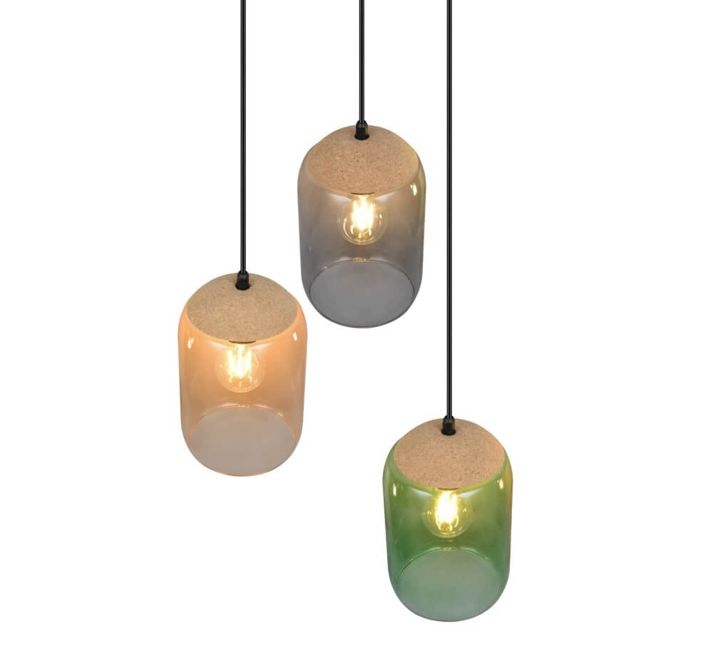 Esstischlampe aus Glas Cork 3-flammig Trio 4017807622980