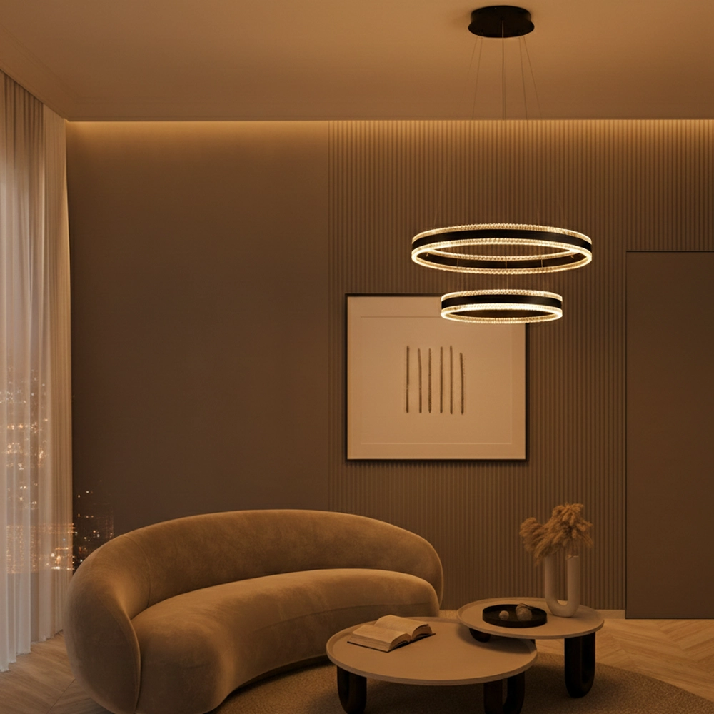 Design-Pendelleuchte Alaro Schwarzes Doppelzimmer