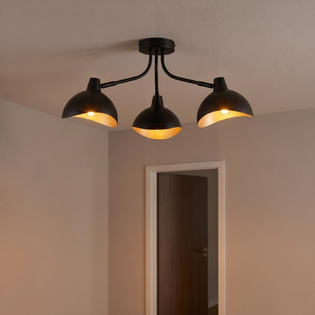 Deckenlampe Geti M schwarz mit goldener Innenseite