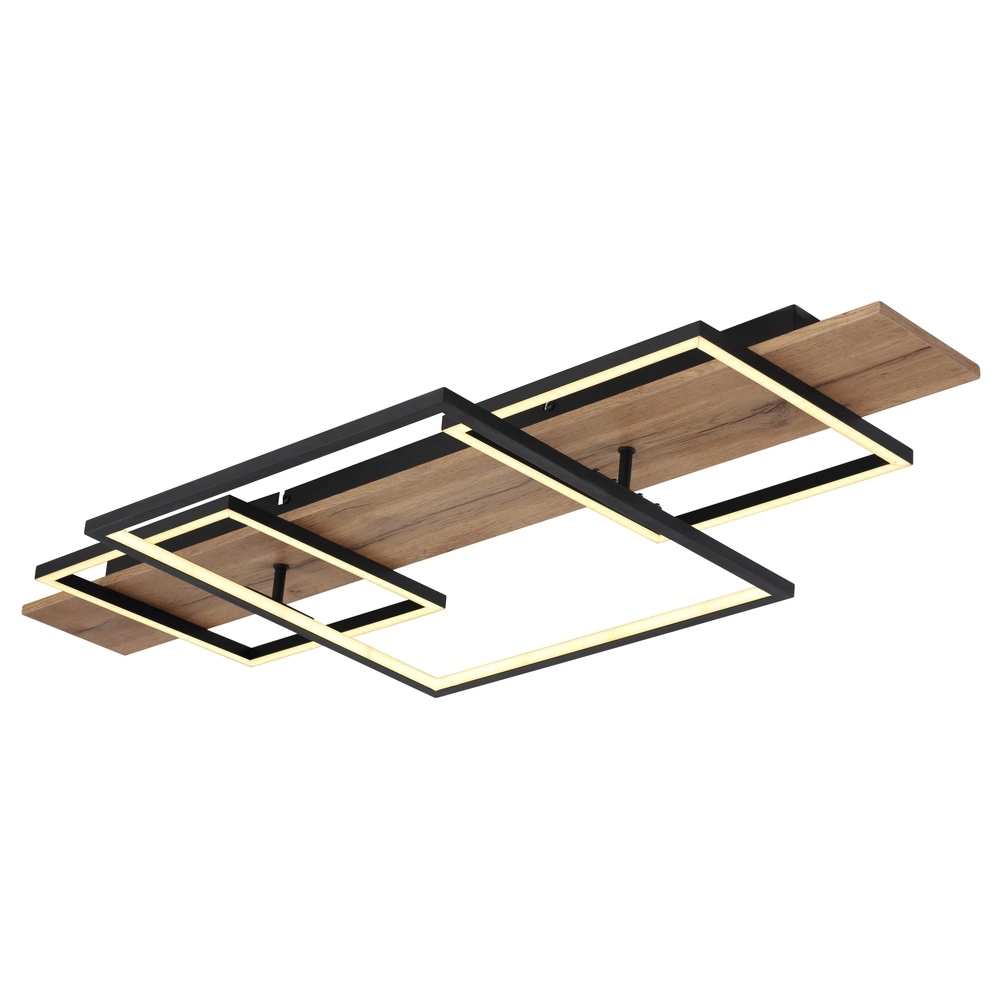 Design-Deckenlampe Vanni Schwarz mit Holz, Look 95 cm