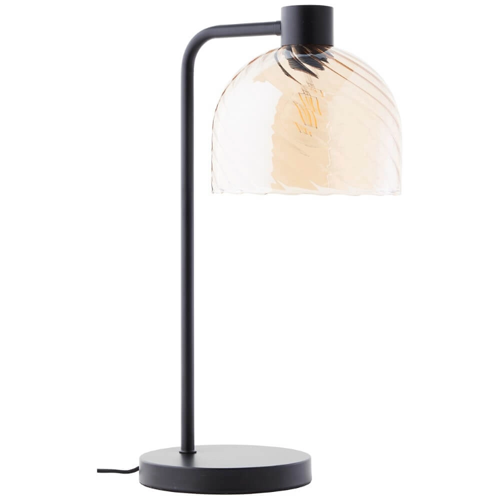 Tischlampe Casto schwarz mit bernsteinfarbenem Glas Brilliant 4004353446832