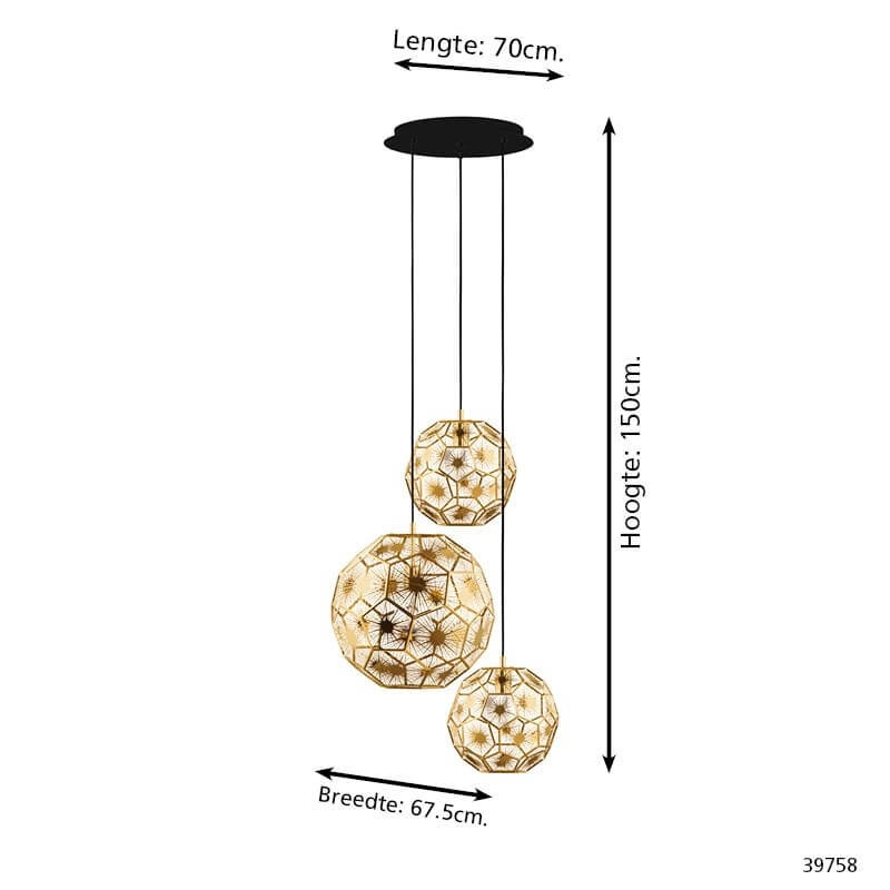 Goldene Hängelampe Skoura Dachgeschoss – 3-flammig Stars of Light 9002759397586