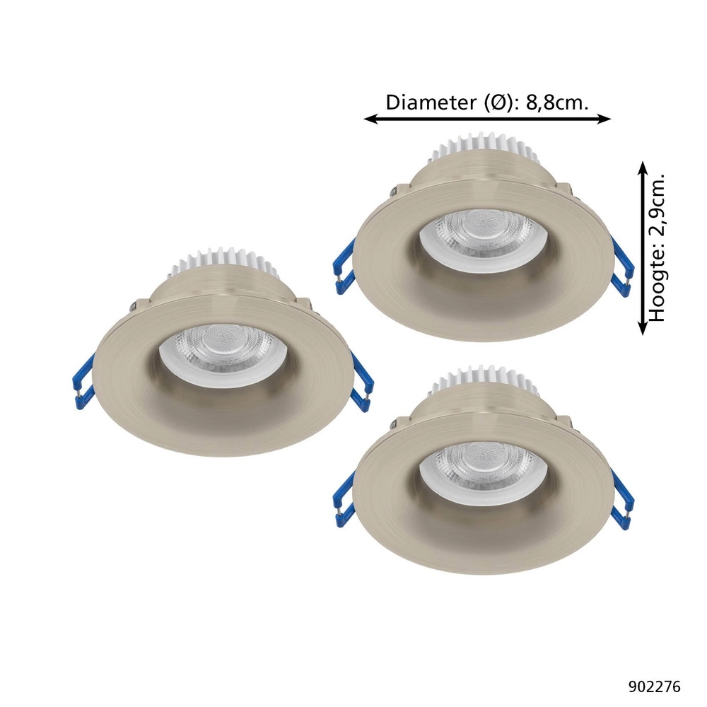 Set mit 3 Einbaustrahlern Salabate nickel Ø 8,8cm IP65 Eglo 9008606358908