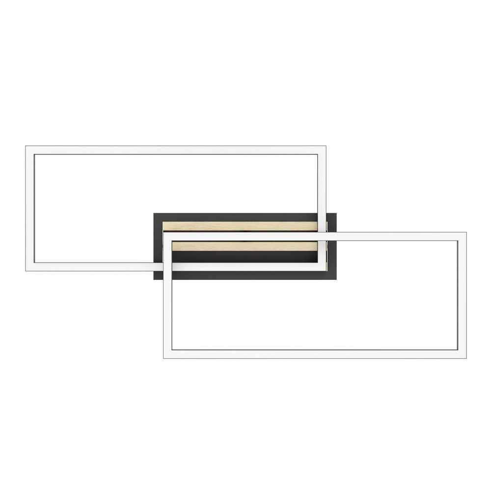 Moderne Deckenlampe Cembrano Rechteck schwarz mit Holz Eglo 9008606388110