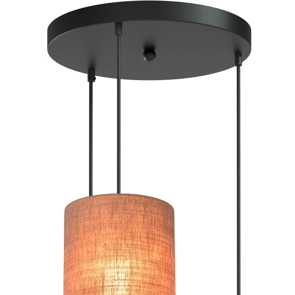 5-Licht Pendellampe Lisbourg Schwarz mit beigefarbener Kapuze Masterlight