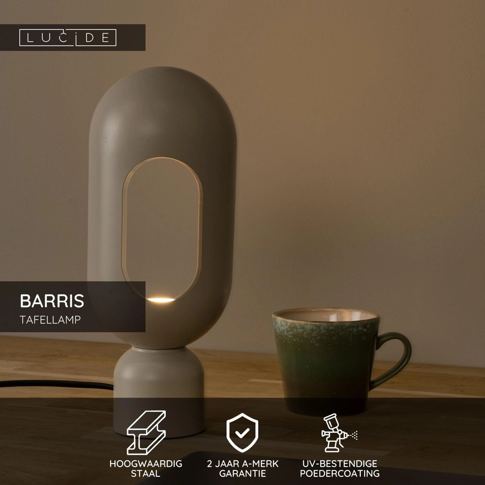 Tischlampe Barris taupe Lucide 5411212051585