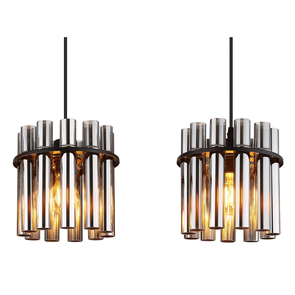 3-Licht Pendellampe Gorley II Schwarz mit Glasstangen Globo 9007371589111