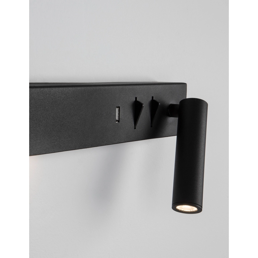 Nachttischlampe Vida Rechts Schwarz mit USB Lyora 5212017427854