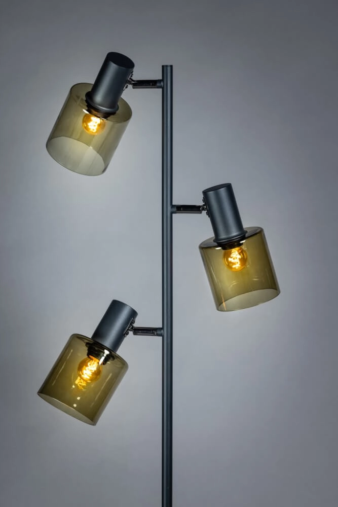 Stehleuchte aus Glas Sledge Glass 3-flammig schwarz mit goldenem Glas ETH 8720195302889
