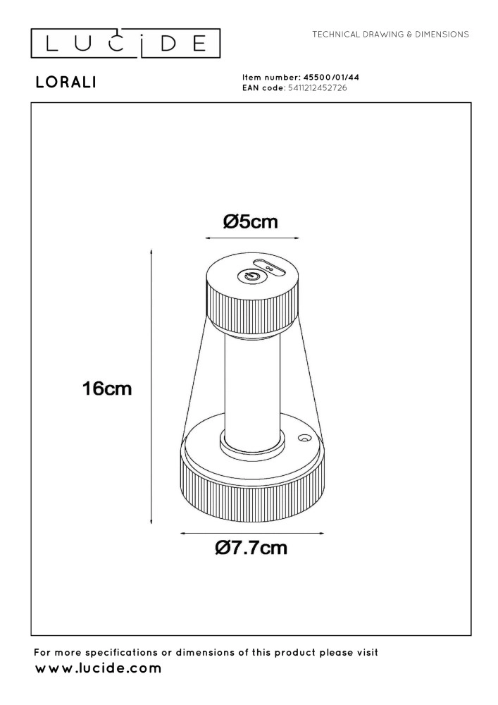 Wiederaufladbare Tischlampe Lorali Ockergelb Lucide 5411212452726
