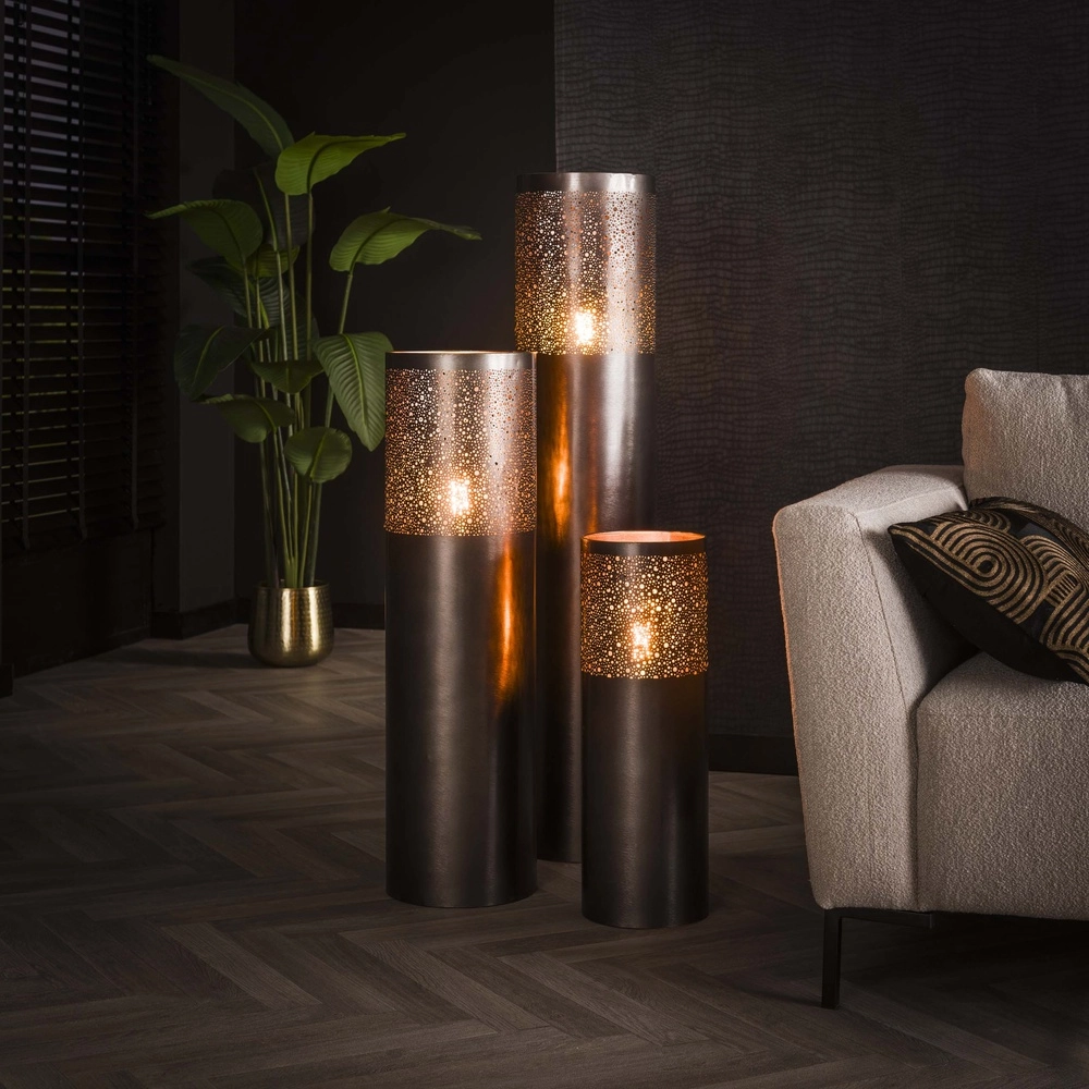 Orientalische Stehlampe Cylinder 60 cm – schwarzer Nickel Lyora 8716803511286