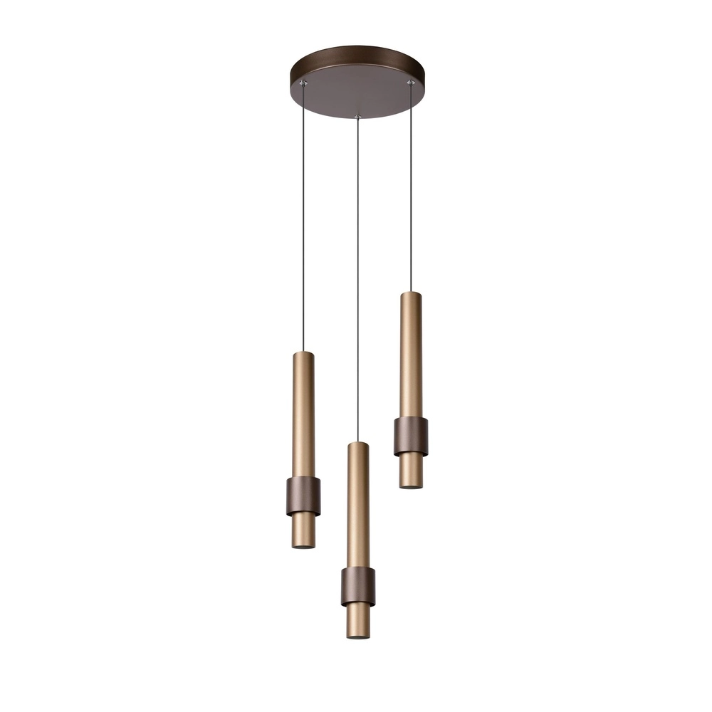 Elegante Pendellampe Margary 3-hell Kaffeebraun