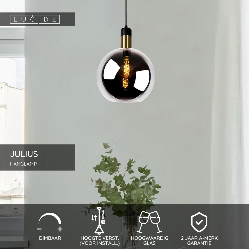 Pendellampe Julius Ø 28 cm Rauchglas Lucide 5411212343338