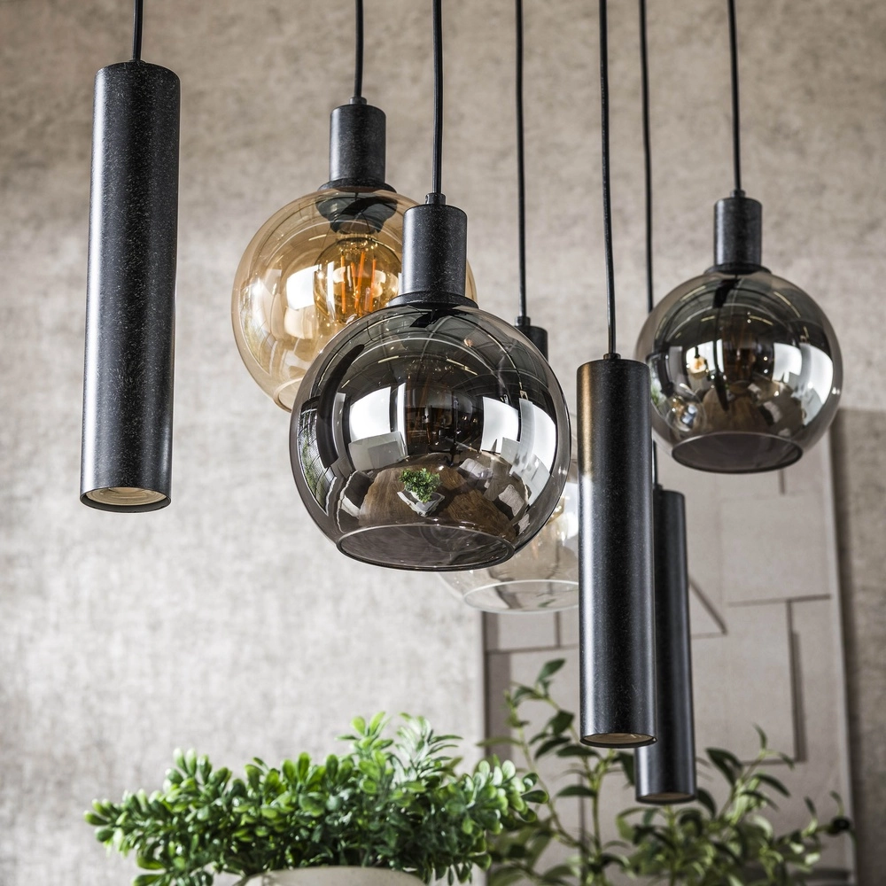 Esstisch-Pendellampe Sfera mit Glaskugeln und Anhängern Lyora 8716803512382