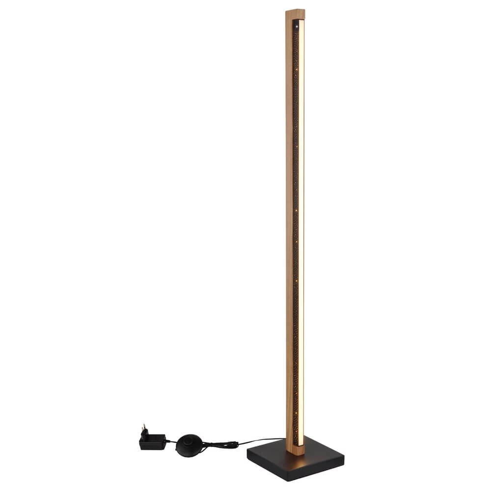 Design-Stehleuchte Starla schwarz mit Holz 113cm Globo 9007371447305