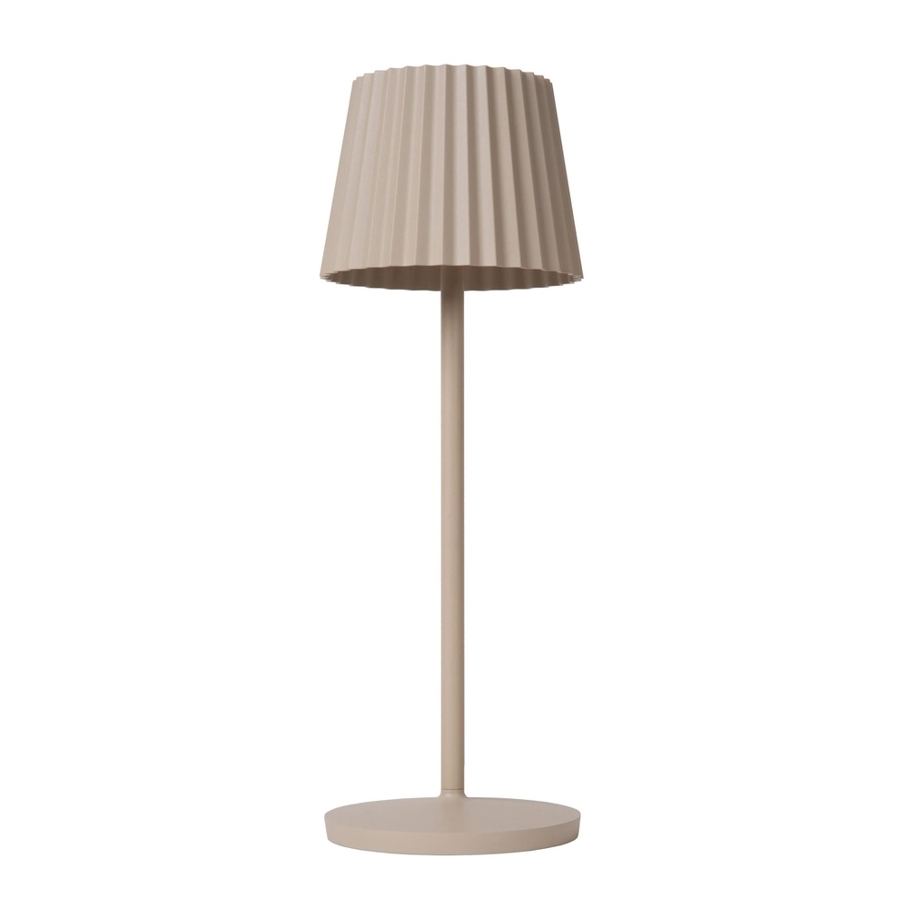 Wiederaufladbare Tischlampe Justine Sandbraun mit Ladestation