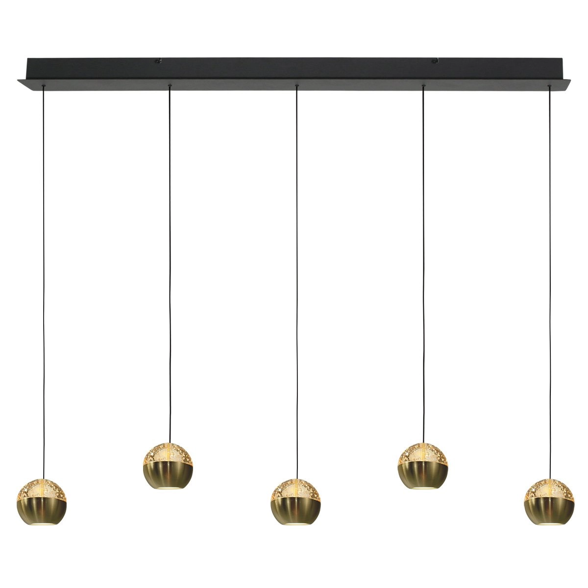 5-Licht Esstisch-Pendellampe Belluno LED – Messinggold mit Glas Steinhauer 8712746183894