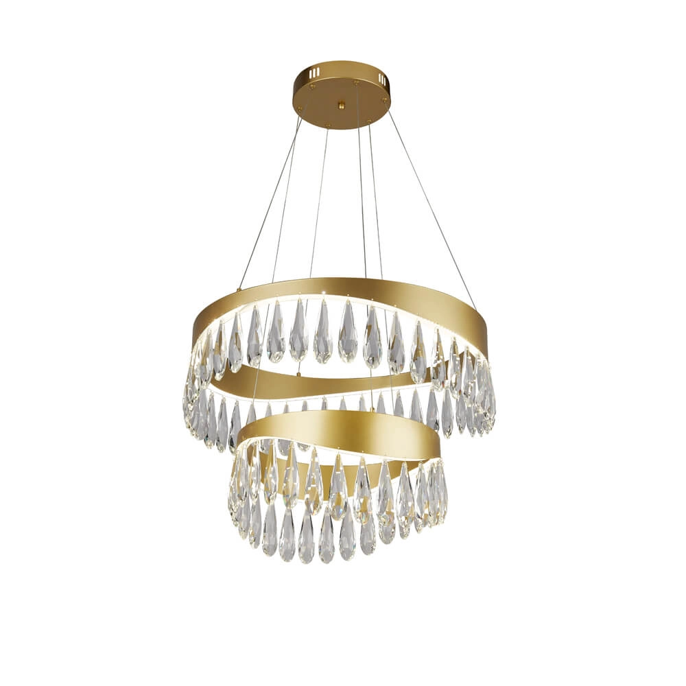 Hängelampe Jewel 2-Ring Gold mit Kristall