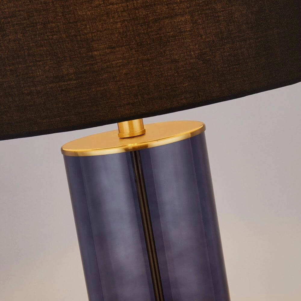 Tischlampe Tablu blau/gold mit schwarzem Farbton Searchlight 5053423248608