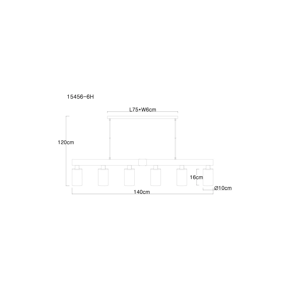Pendellampe Hadera 6-Licht Schwarz mit Rauchglas Globo 9007371443253