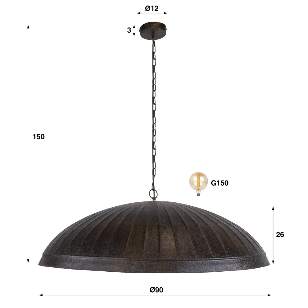Industrie-Bürolampe Guard Ø 90 cm – geräuchert braun Lyora 8716803511514