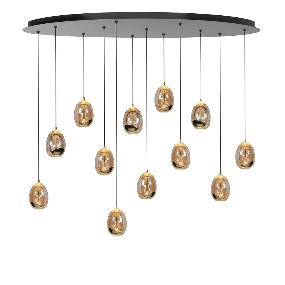 Pendelleuchte Golden Egg Schwarz 12-flammig oval
