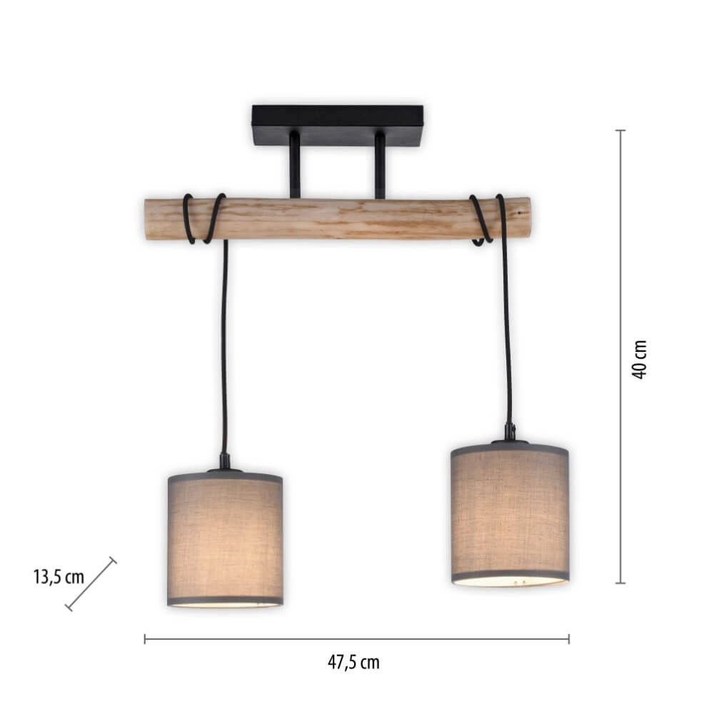 Ländliche Deckenleuchte Green Tribu Taupe Just Light 4043689995164