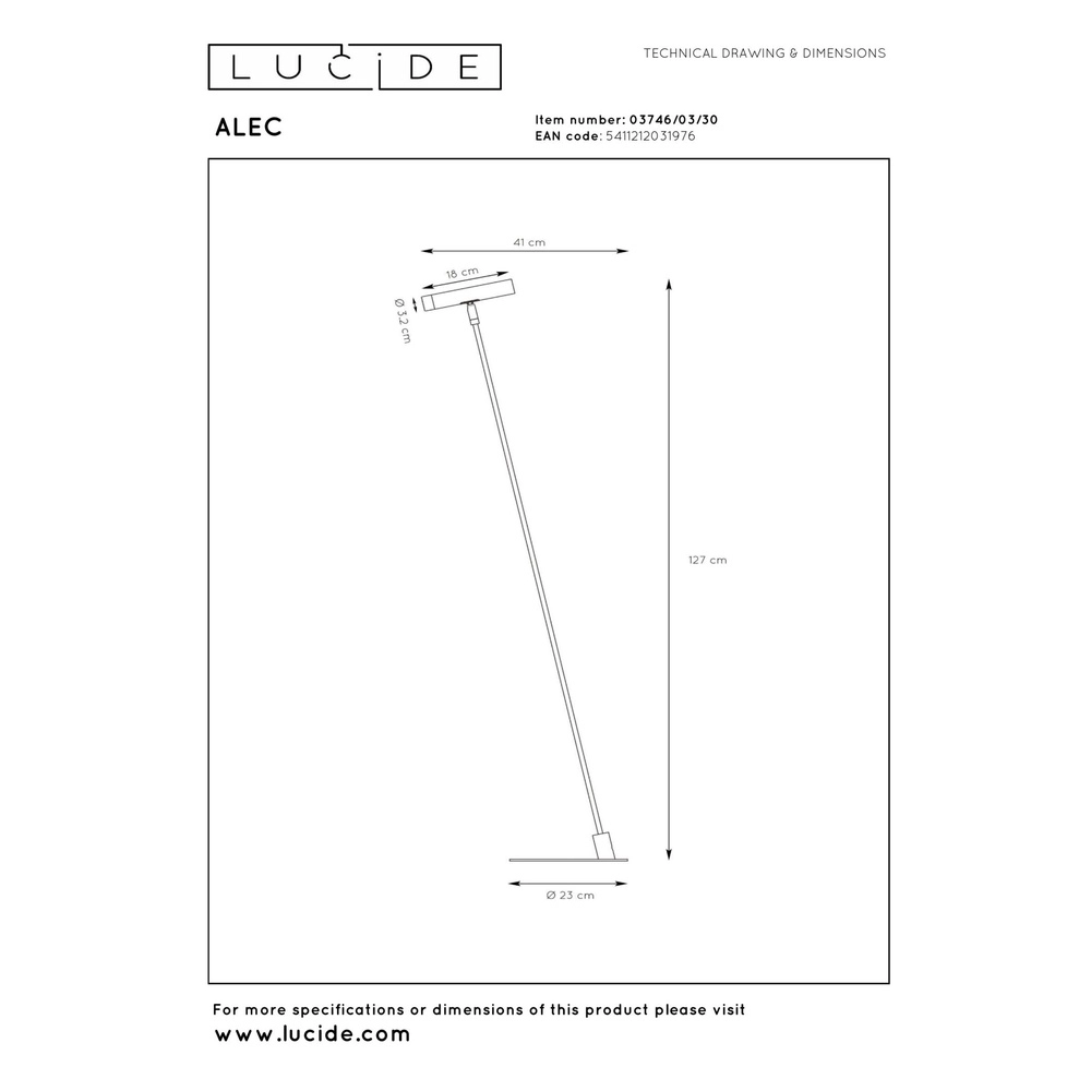 Stehlampe Alec Design Schwarz Lucide 5411212031976