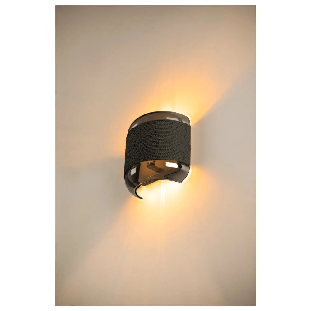 Schlafzimmer-Wandlampe Pantilo Rope schwarz mit Rauchglas SLV 4024163280877