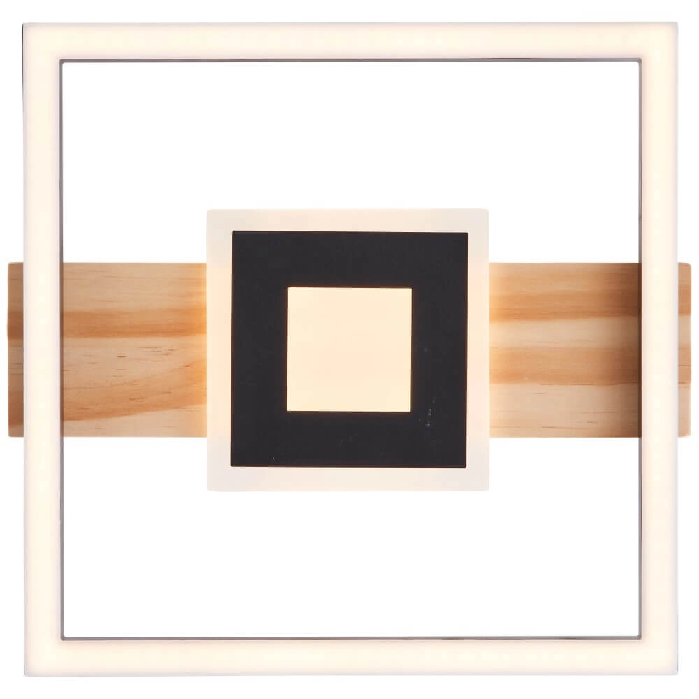 Deckenleuchte Baldo quadratisch schwarz mit Holz Brilliant 4004353420030