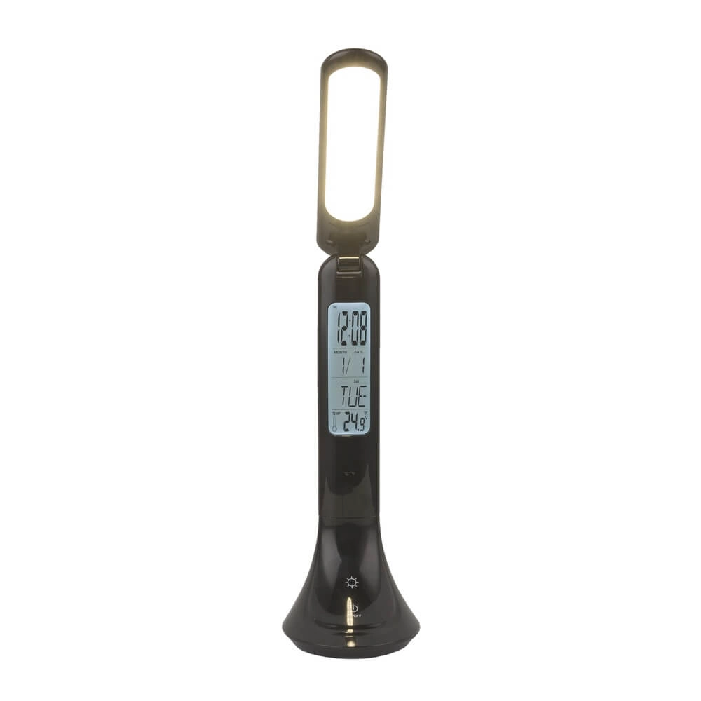 Schreibtischlampe Tyrell schwarz mit Uhr Globo 9007371379033