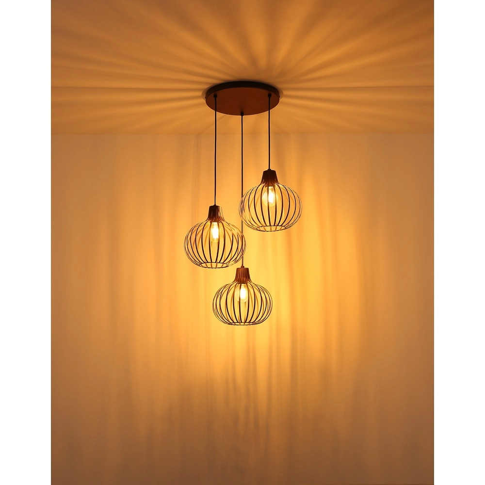 Design-Pendellampe Mateo 3-Licht Rust Briun Globo 9007371569144