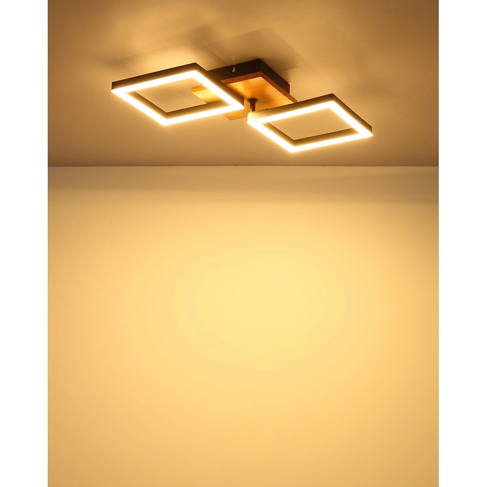 Design-Deckenlampe Kerry Schwarz mit Holzoptik Globo 9007371440221