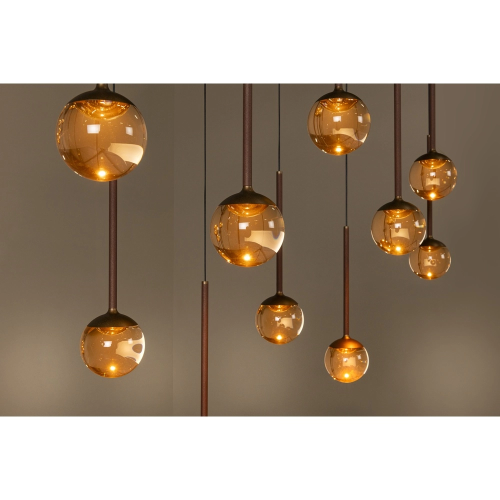 Ovale Pendellampe Calina 12-Licht mit bernsteinfarbenen Kugeln Premium by Lucide 5411212242068