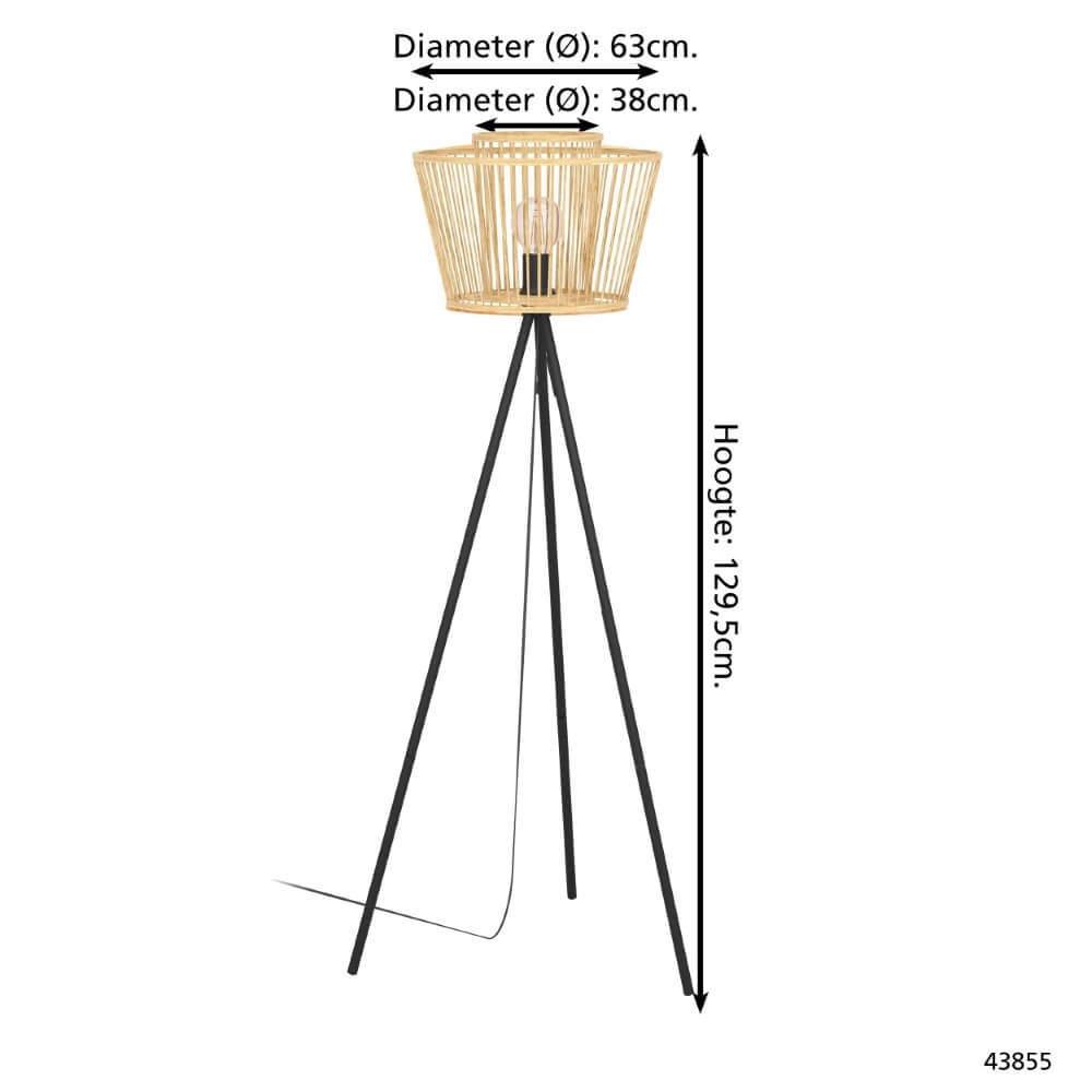 Stehlampe aus Holz Hykeham 129,5 cm hoch Eglo 9002759438555