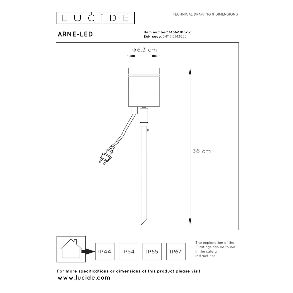 Spike-Spot Arne-Led Chrom Lucide 5411212143952