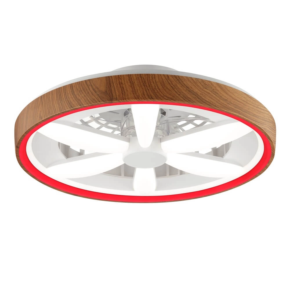 Deckenventilator in Holzoptik Gaiano mit RGB-Lampe Brilliant 4004353455728