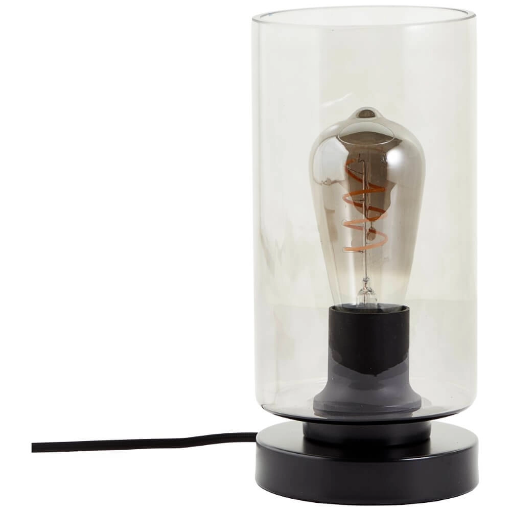 Tischlampe Mesmer schwarz mit Rauchglas Brilliant 4004353428432